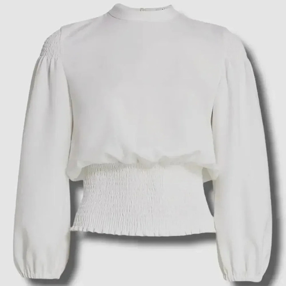 ALC Rose Long Sleeve Smocked Top in White Size 2 - Picture 3 of 9